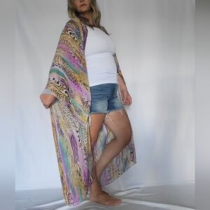 Gigio USA Colorful Animal Print Kimono/Swim Cover.